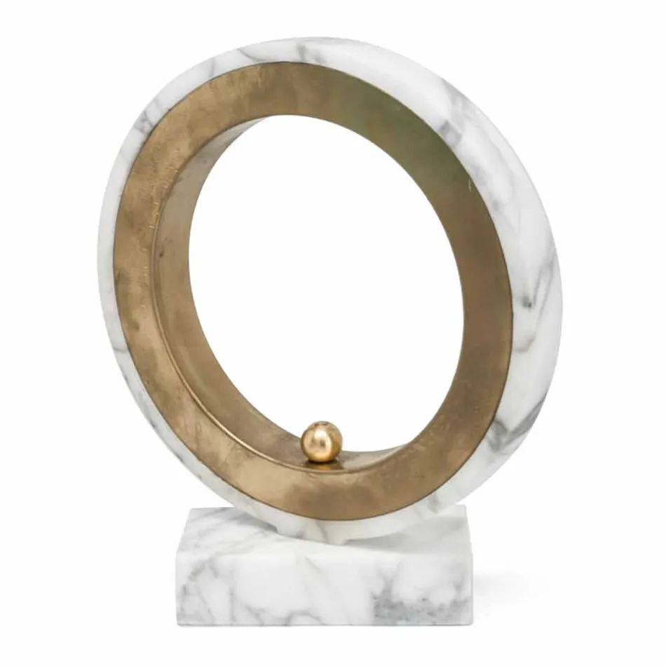 Candeeiro em Mármore Carrara Branco e Latão Fabricado na Itália 2 Dimensões - Nazife Viadurini