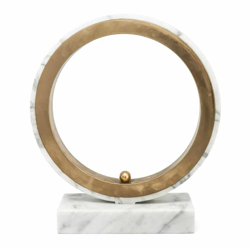 Candeeiro em Mármore Carrara Branco e Latão Fabricado na Itália 2 Dimensões - Nazife Viadurini