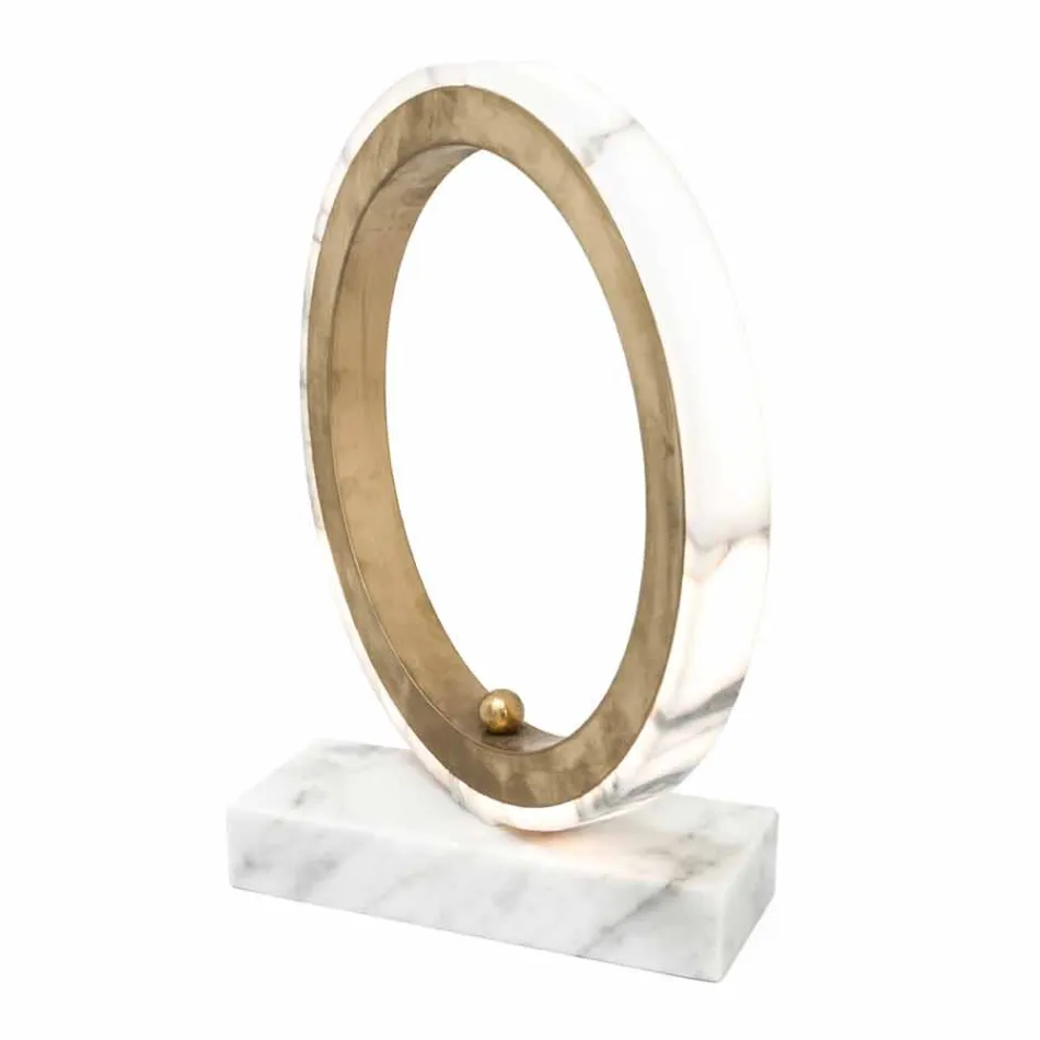 Candeeiro em Mármore Carrara Branco e Latão Fabricado na Itália 2 Dimensões - Nazife Viadurini