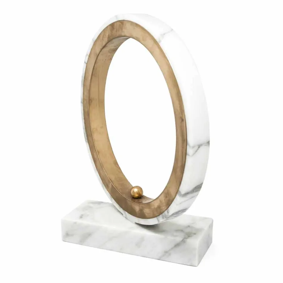 Candeeiro em Mármore Carrara Branco e Latão Fabricado na Itália 2 Dimensões - Nazife Viadurini