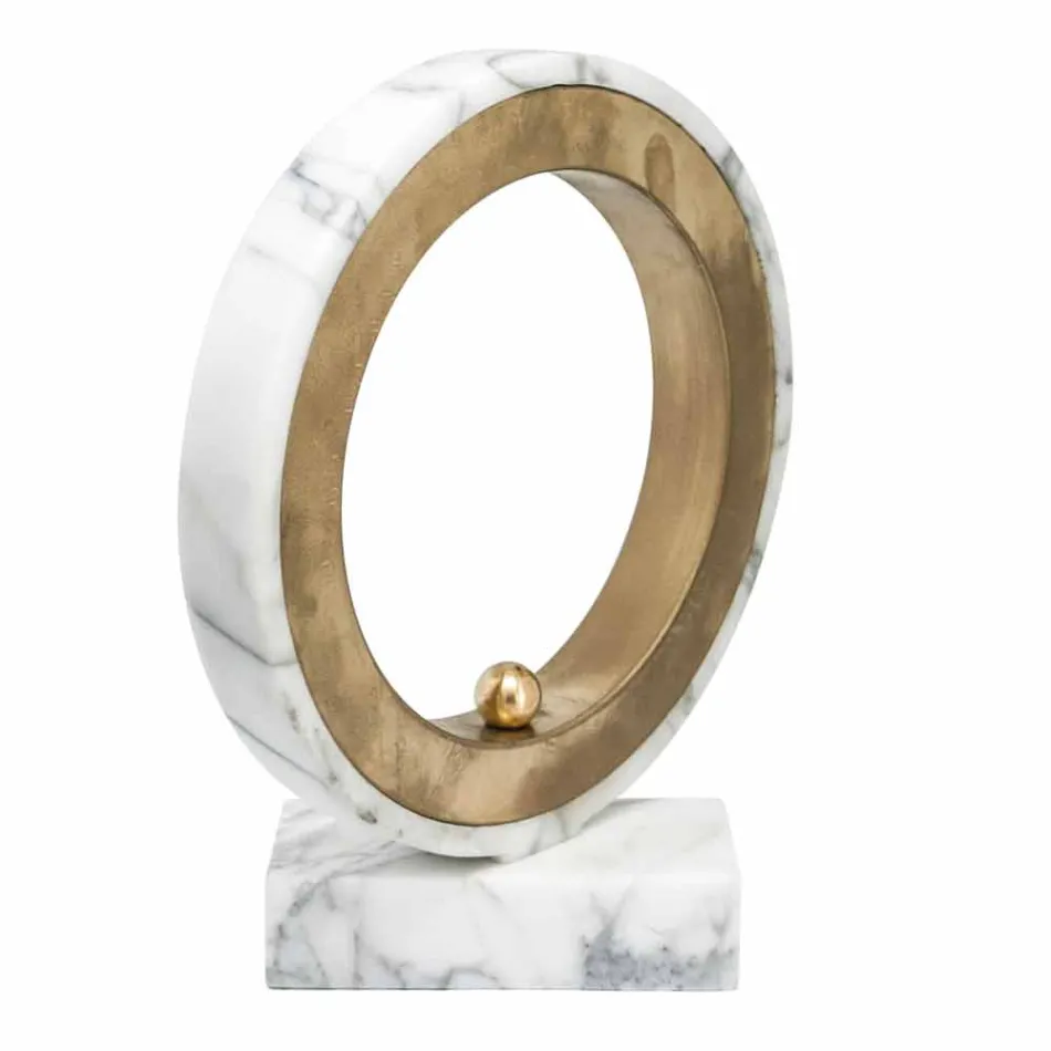 Candeeiro em Mármore Carrara Branco e Latão Fabricado na Itália 2 Dimensões - Nazife Viadurini