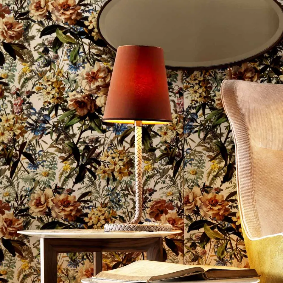 Tela de design de cobra Grilli e abajur de couro fabricado na Itália Viadurini