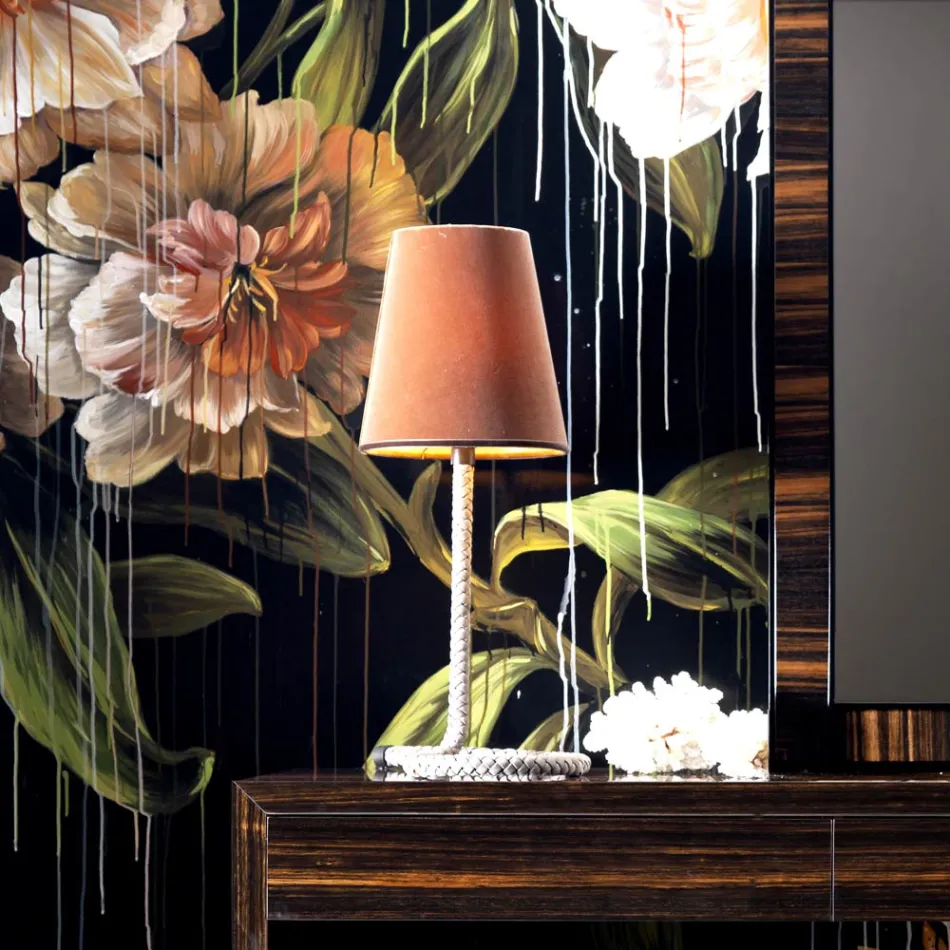 Tela de design de cobra Grilli e abajur de couro fabricado na Itália Viadurini