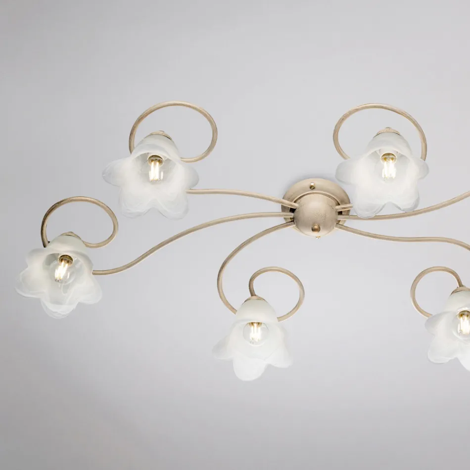 Fabricada na Itália, luminária de vidro e metal para interiores sofisticados – Cometa Viadurini