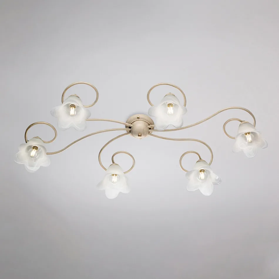 Fabricada na Itália, luminária de vidro e metal para interiores sofisticados – Cometa Viadurini