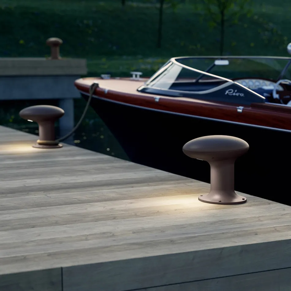 Lâmpada de jardim LED design em ferro fundido cinza ou marrom - Bitta por Il Fanale Viadurini