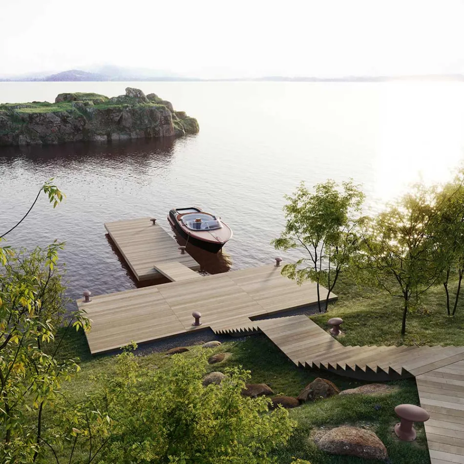 Lâmpada de jardim LED design em ferro fundido cinza ou marrom - Bitta por Il Fanale Viadurini