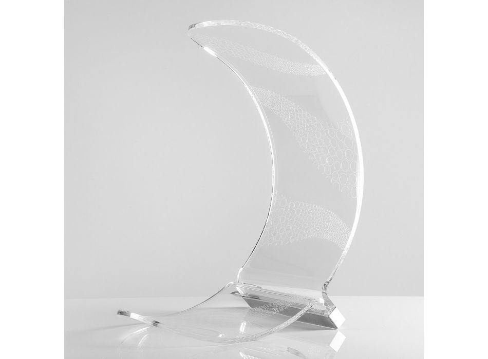 Abajur de mesa led em forma de lua de plástico decorado 2 tamanhos - Olluna Viadurini