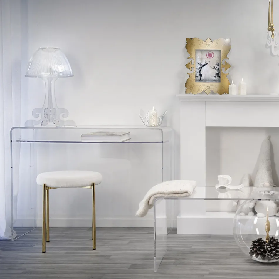 Candeeiro de mesa LED em Plexiglass Transparente Made in Italy - Odette Viadurini