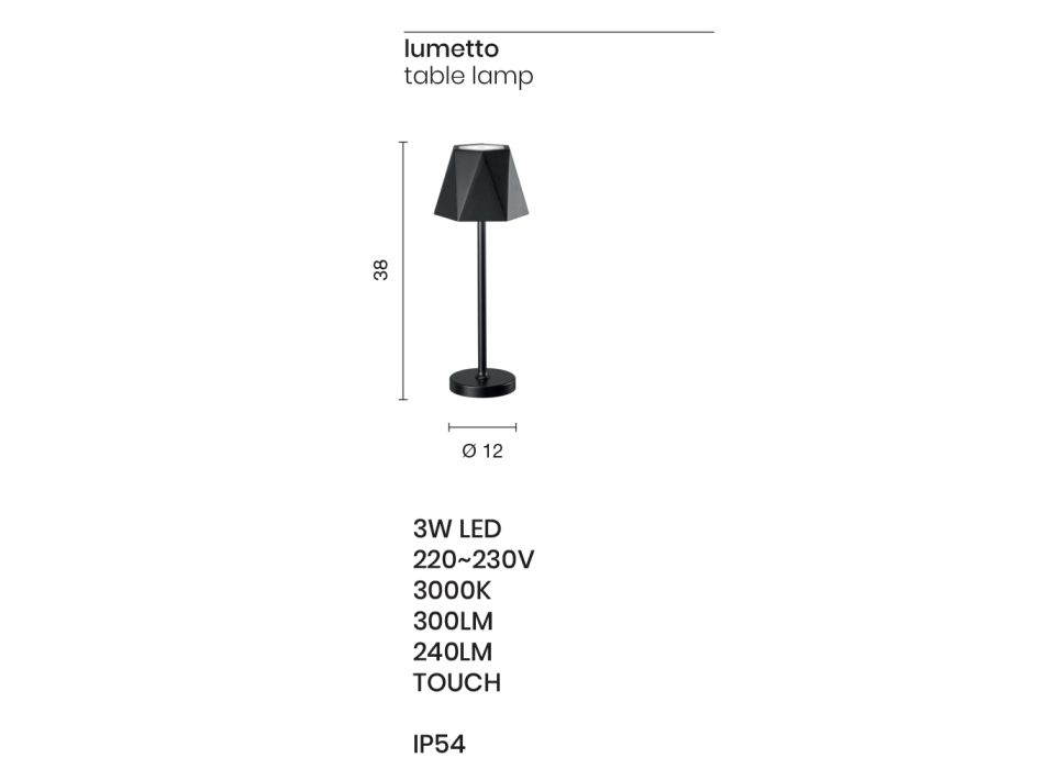 Candeeiro de mesa LED para exterior Touch em metal e carregamento USB - Villard Viadurini