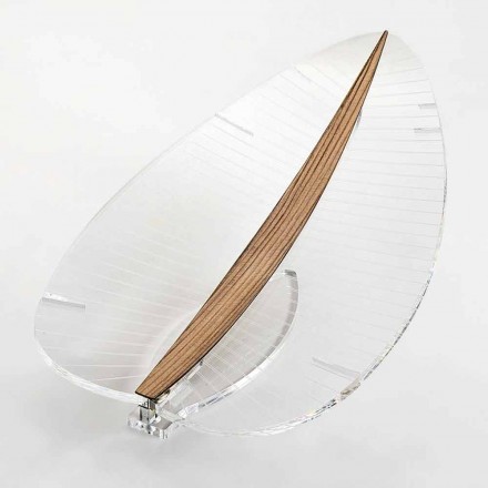 Lâmpada Led em Plexiglass Transparente Gold Silver ou Design Wood - Foglialamp Viadurini