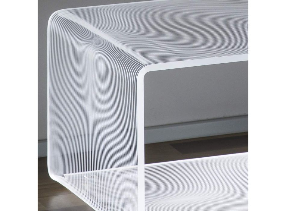 Mesa de centro de acrílico transparente com lâmpada led decoração laser - Robiola Viadurini