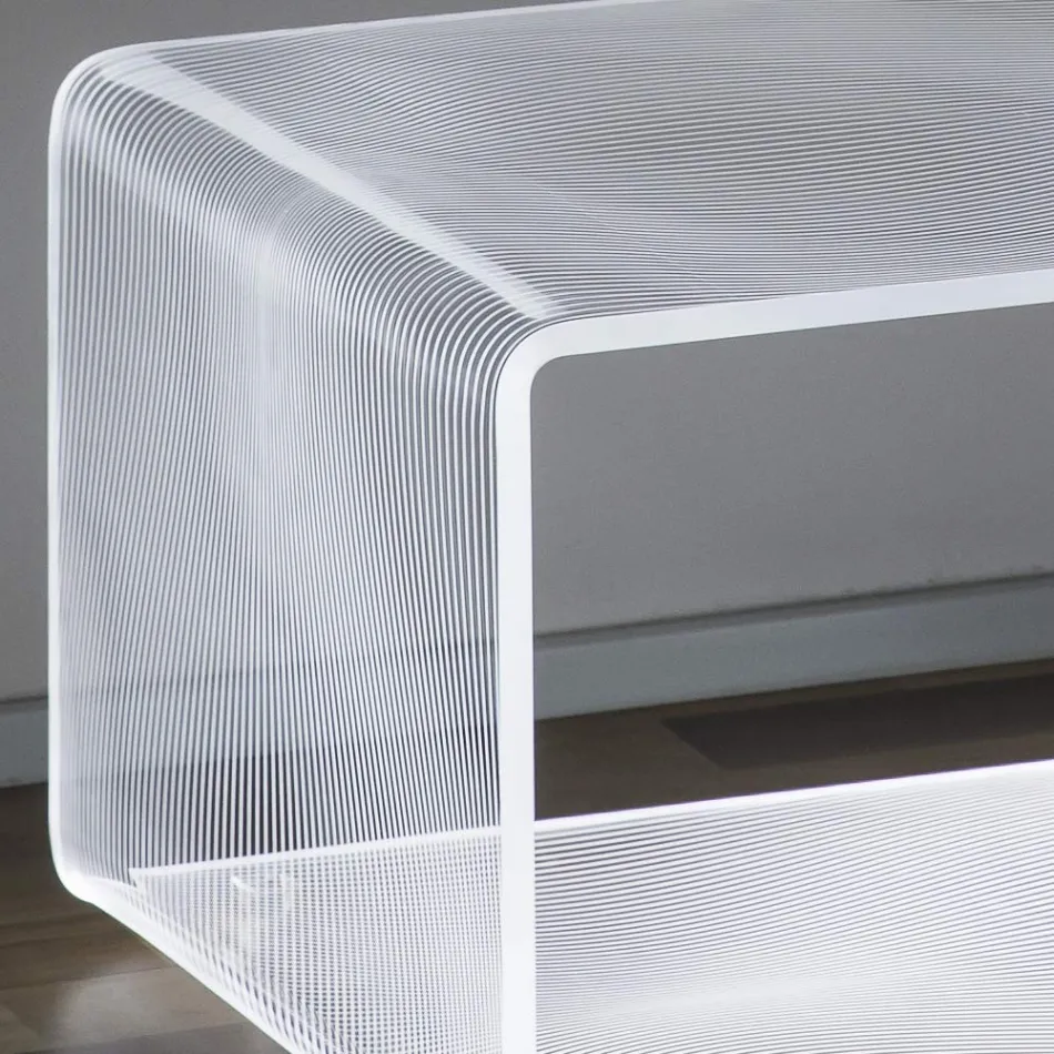Mesa de centro de acrílico transparente com lâmpada led decoração laser - Robiola Viadurini