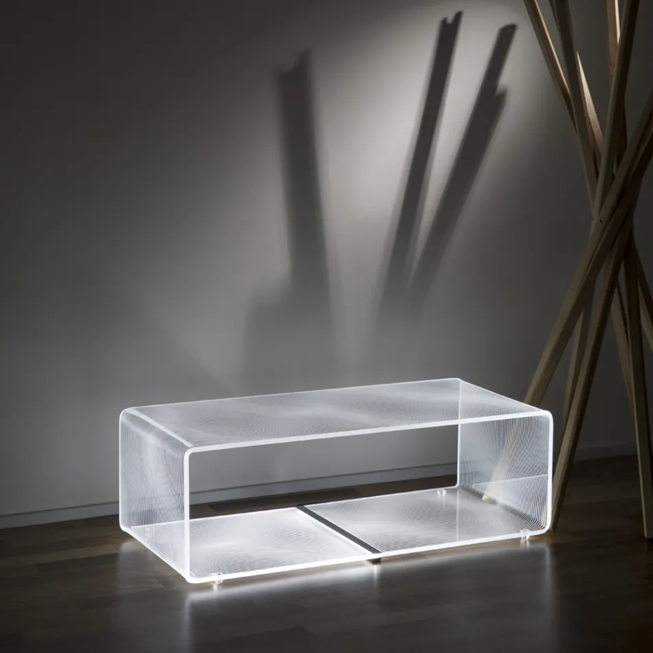 Mesa de centro de acrílico transparente com lâmpada led decoração laser - Robiola Viadurini