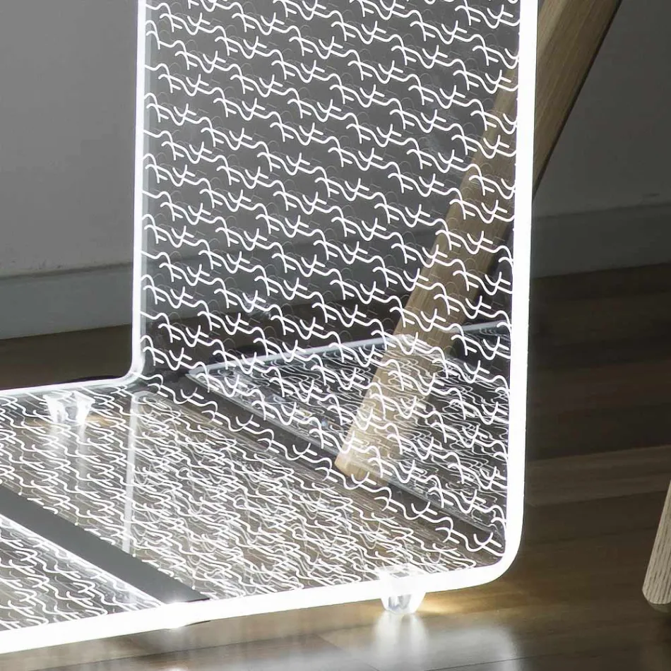 Mesa de centro de acrílico transparente com lâmpada led decoração laser - Robiola Viadurini