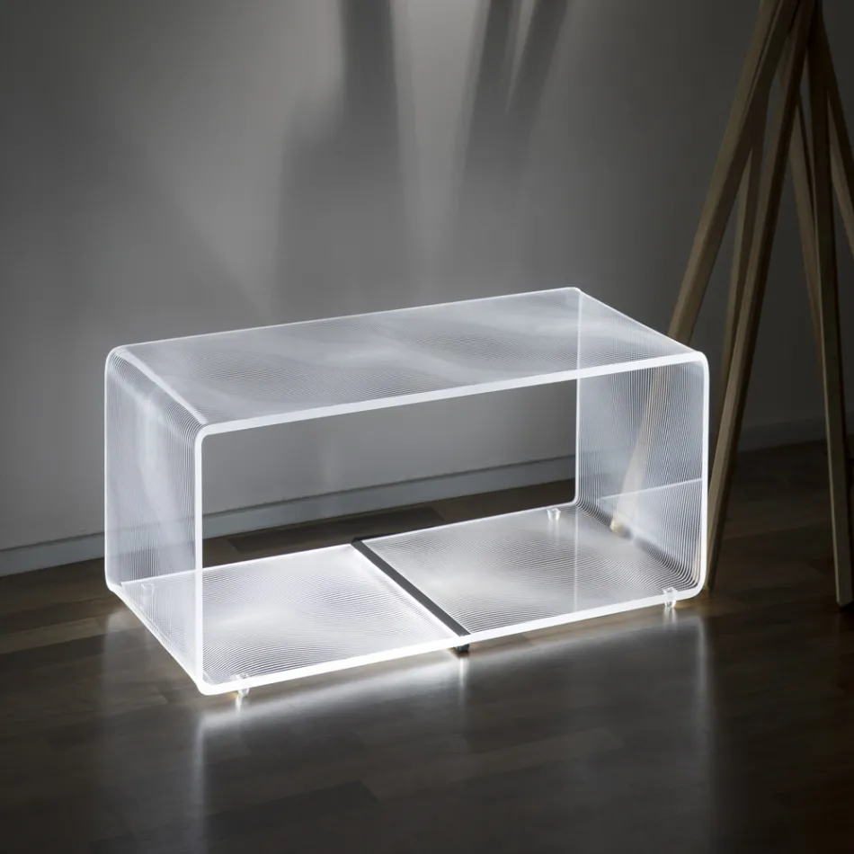 Mesa de centro de acrílico transparente com lâmpada led decoração laser - Robiola Viadurini