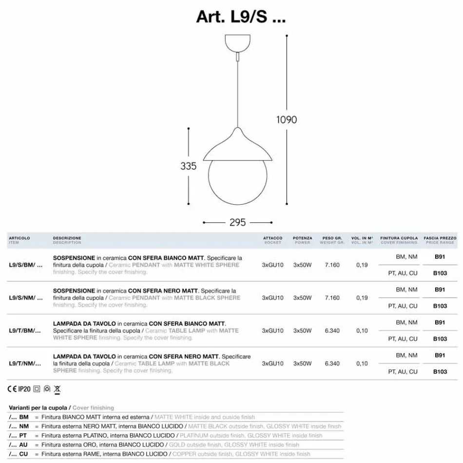 Lâmpada moderna pendurada cerâmica The Lustri 9 Viadurini