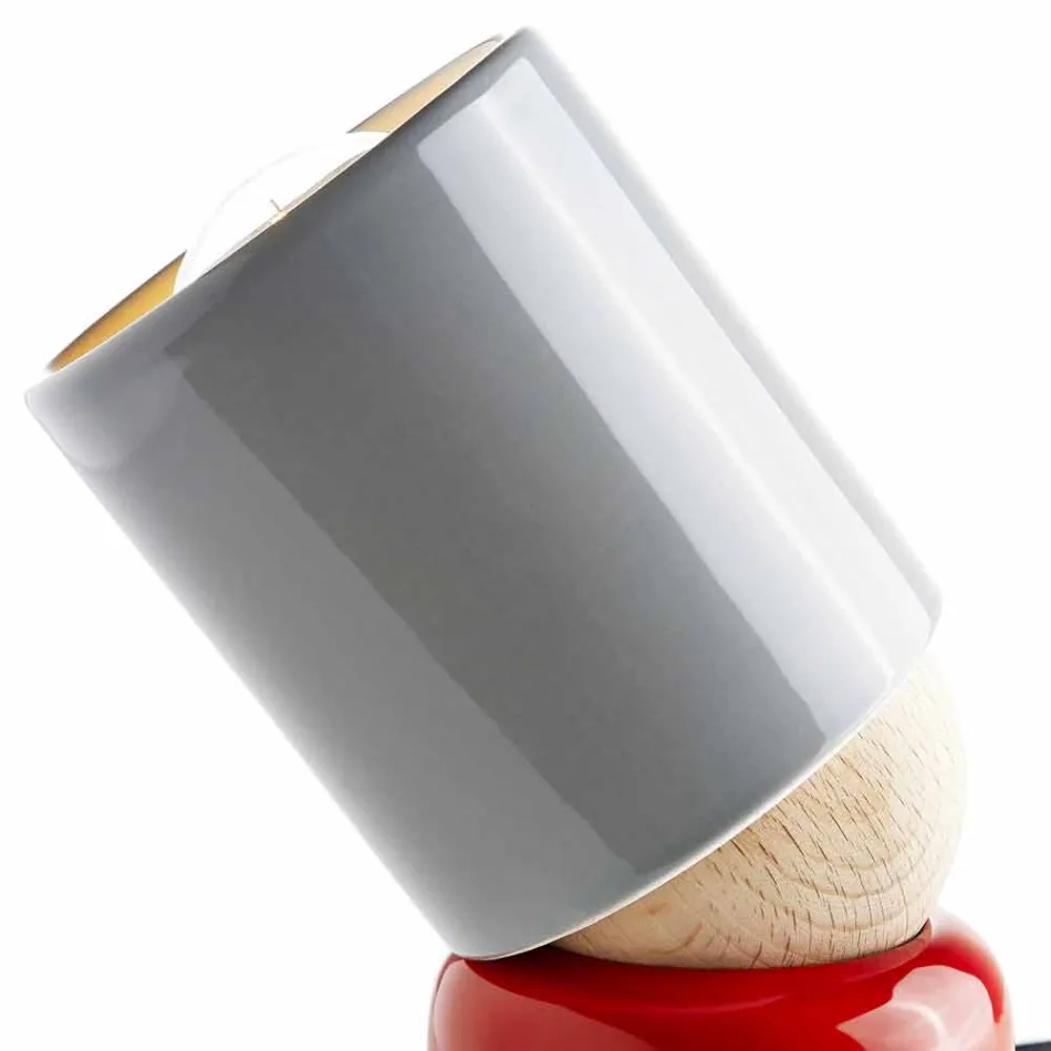 Candeeiro de mesa moderno feito de cerâmica e madeira de faia fabricado na Itália Ásia Viadurini