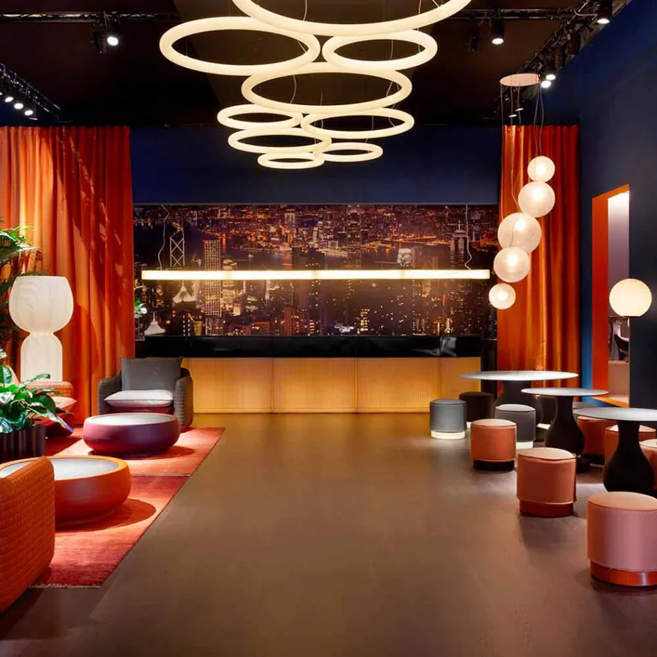 Candeeiro de suspensão redondo moderno em polietileno fabricado na Itália - Slide Giotto Viadurini