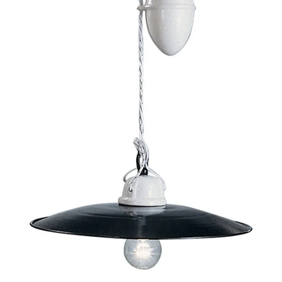 Lâmpada suspensa para cima e para baixo em cerâmica branca e metal preto - power Viadurini