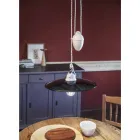 Lâmpada suspensa para cima e para baixo em cerâmica branca e metal preto - power Viadurini