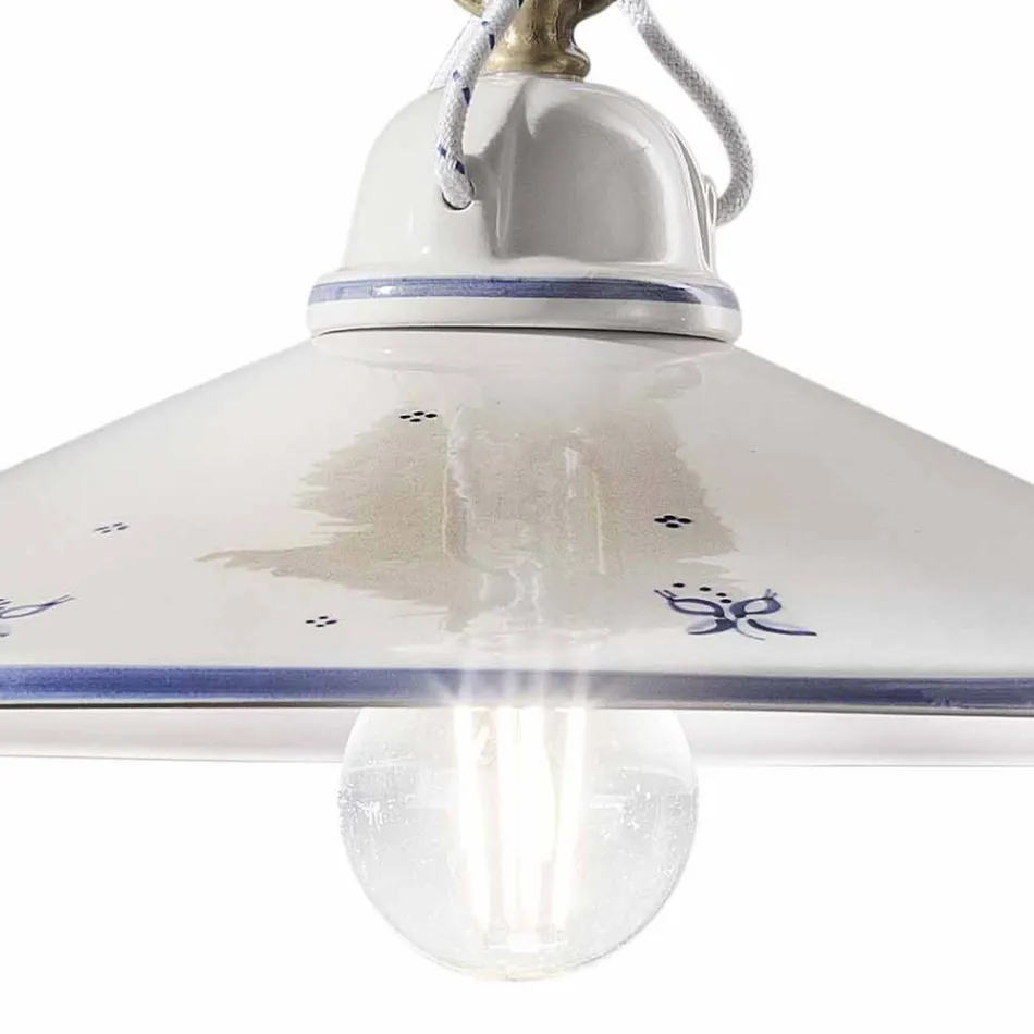 Luminária Suspensa em Cerâmica Pintada à Mão e Ferro 3 Tamanhos - Asti Viadurini