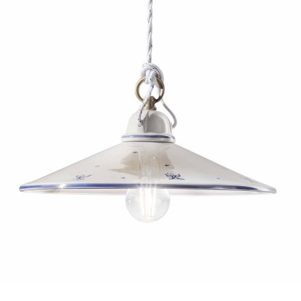 Luminária Suspensa em Cerâmica Pintada à Mão e Ferro 3 Tamanhos - Asti Viadurini