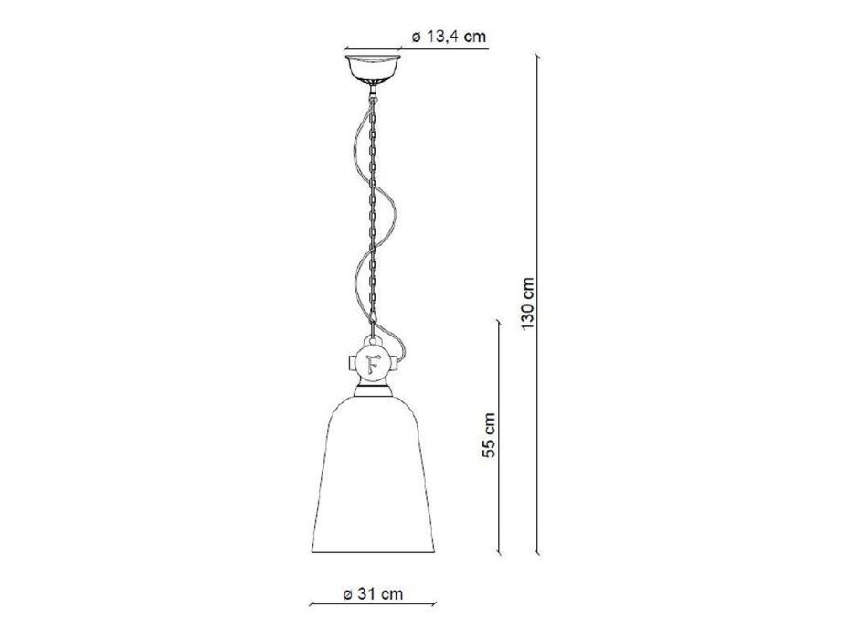 Lâmpada de Suspensão Industrial Ferro e Cerâmica Artesanal - Industrial Viadurini