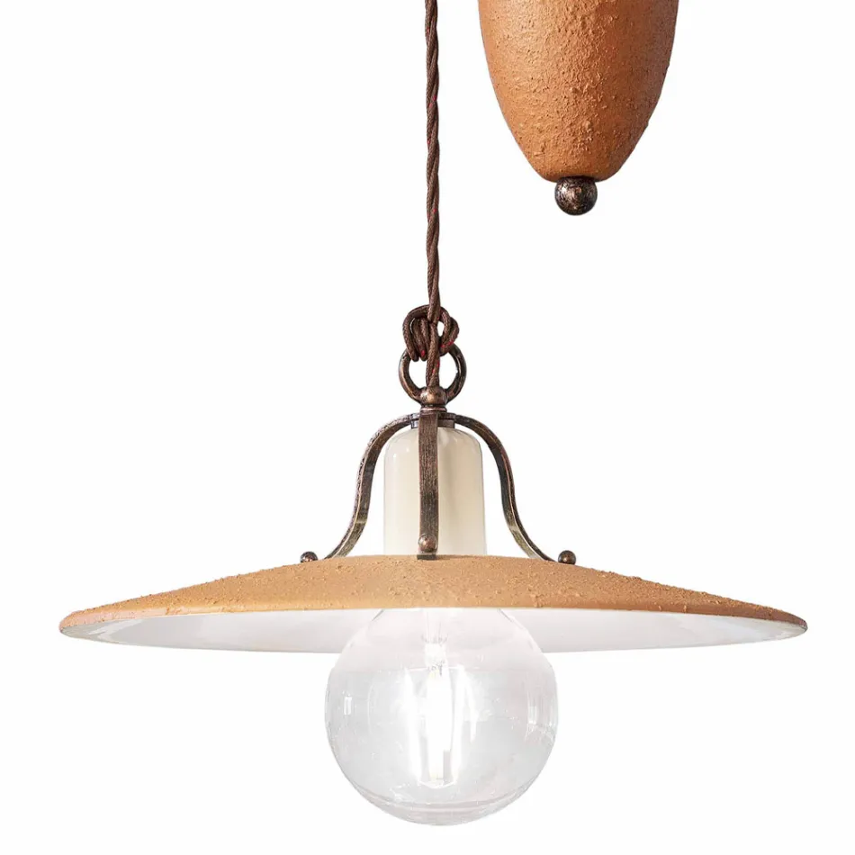 Lâmpada de Suspensão Ups and Downs em Ferro e Cerâmica Bruta à Mão - Bolonha Viadurini
