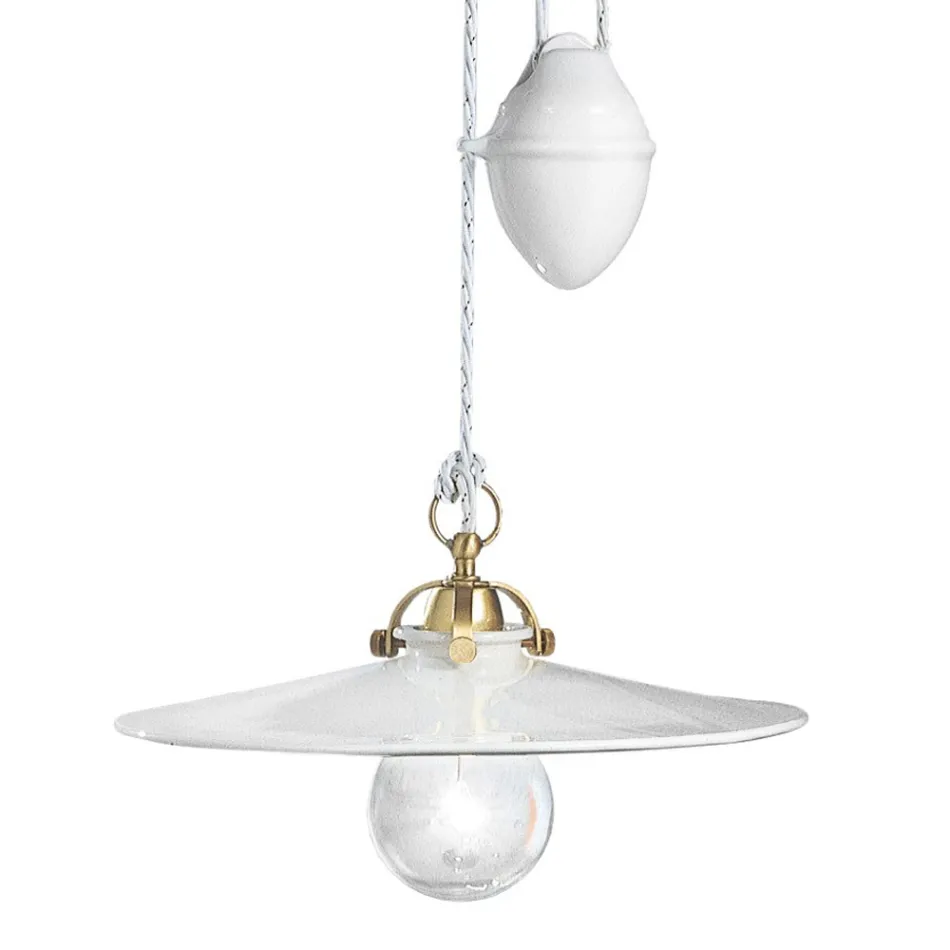 Lâmpada de Suspensão Ups and Down em Ferro e Cerâmica Brilhante 2 Tamanhos - Asti Viadurini