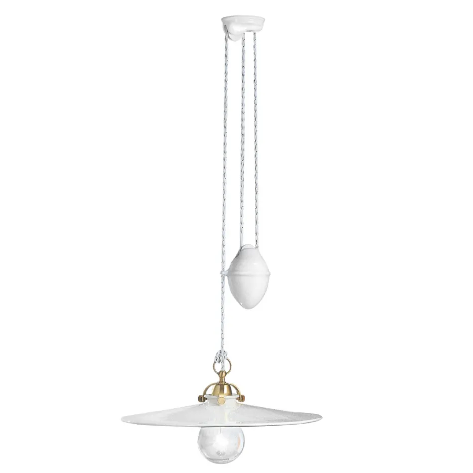 Lâmpada de Suspensão Ups and Down em Ferro e Cerâmica Brilhante 2 Tamanhos - Asti Viadurini