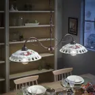 Candeeiro Suspenso 2 Luzes em Cerâmica Artesanal com Passanastri - Nápoles Viadurini