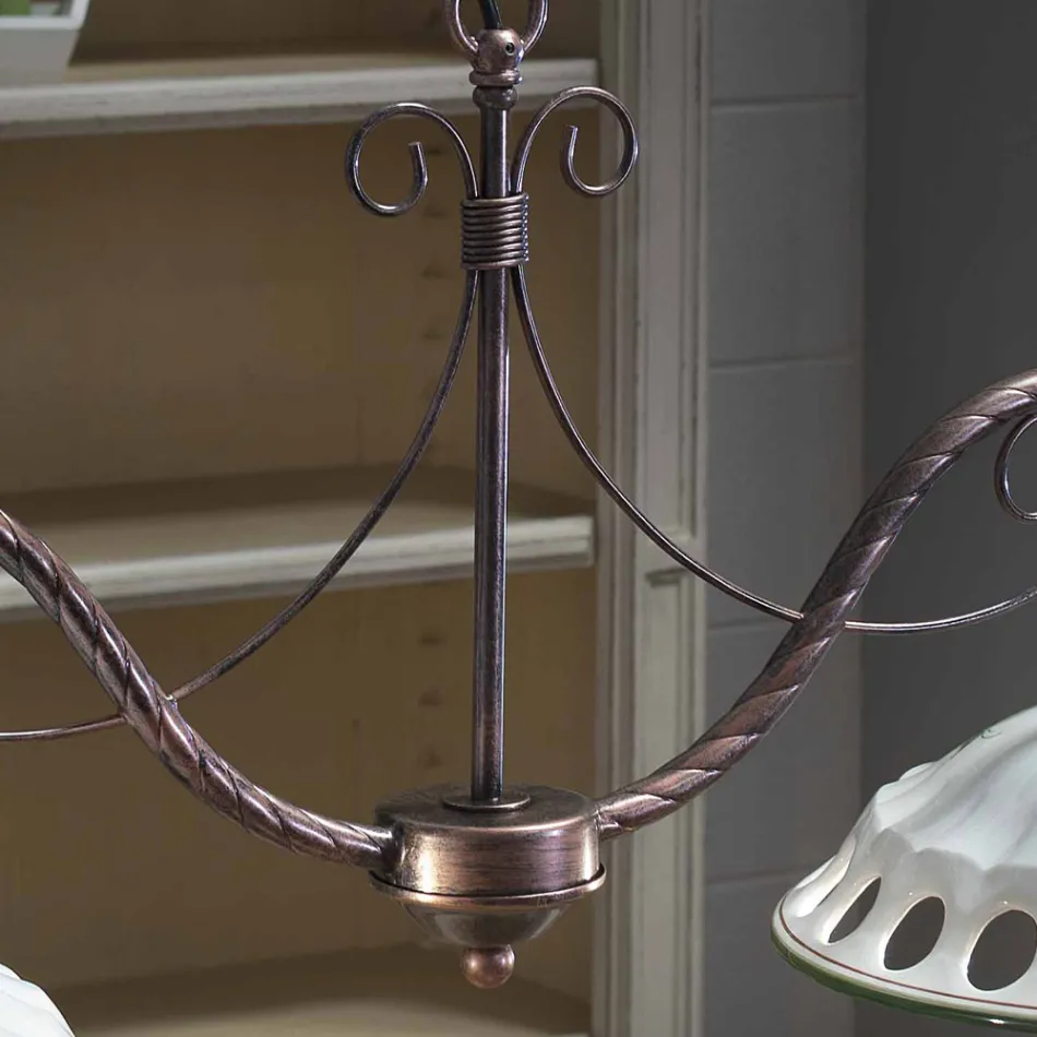 Candeeiro Suspenso 2 Luzes em Cerâmica Artesanal com Passanastri - Nápoles Viadurini