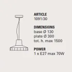 Lâmpada suspensa de 30 cm, em latão e majólica da Toscana, Rossi Toscot Viadurini