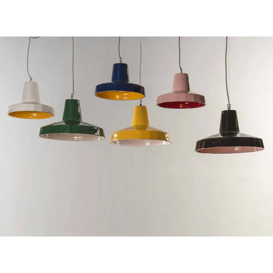 Lâmpada suspensa de 30 cm, em latão e majólica da Toscana, Rossi Toscot Viadurini