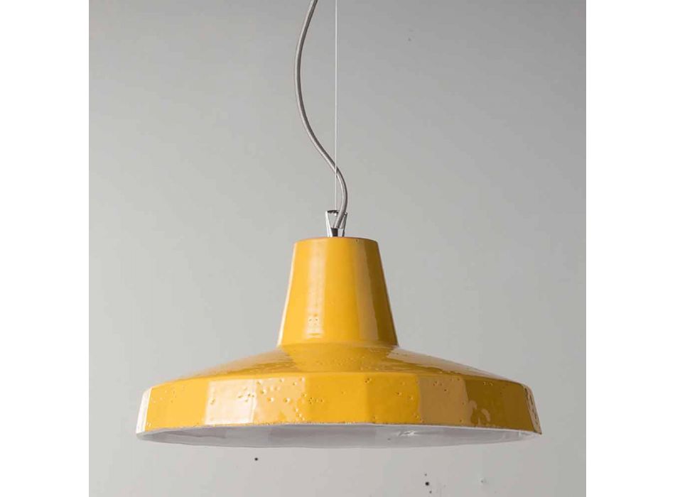 Lâmpada de suspensão de 42 cm em latão e faiança toscana Rossi - Toscot Viadurini