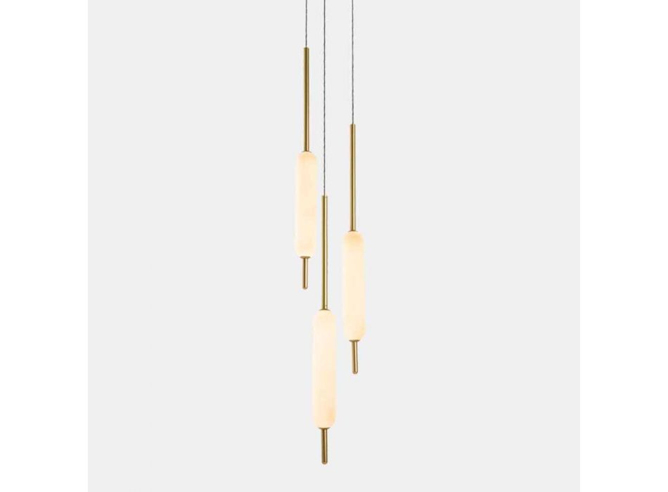 Lâmpada suspensa com 1, 3 ou 6 luzes em design moderno de latão - Typha by Il Fanale Viadurini