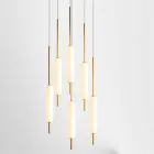 Lâmpada suspensa com 1, 3 ou 6 luzes em design moderno de latão - Typha by Il Fanale Viadurini