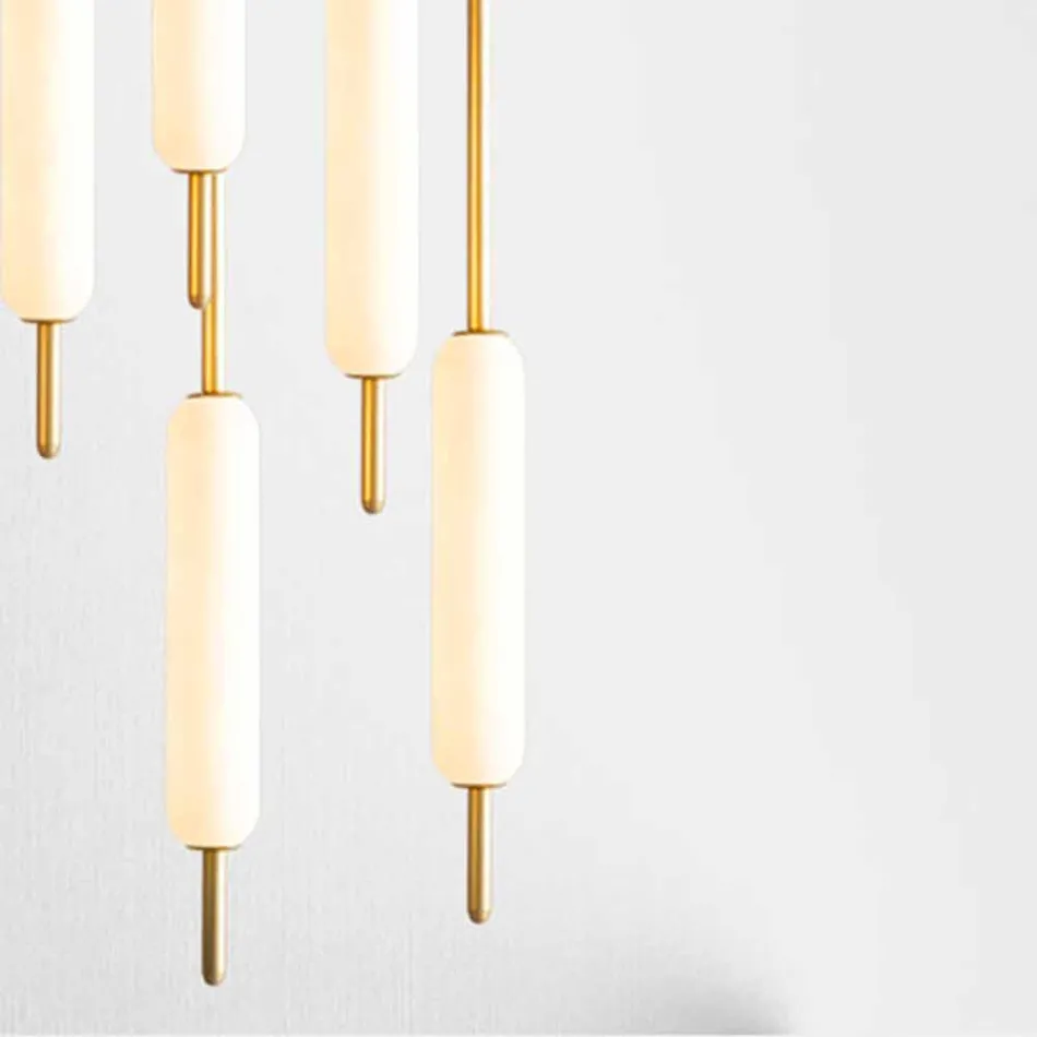 Lâmpada suspensa com 1, 3 ou 6 luzes em design moderno de latão - Typha by Il Fanale Viadurini