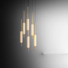 Lâmpada suspensa com 1, 3 ou 6 luzes em design moderno de latão - Typha by Il Fanale Viadurini
