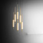 Lâmpada suspensa com 1, 3 ou 6 luzes em design moderno de latão - Typha by Il Fanale Viadurini