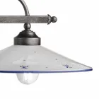 Lâmpada suspensa com 2 luzes em cerâmica pintada à mão e design de ferro - Asti Viadurini