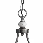 Lâmpada suspensa com 2 luzes em cerâmica pintada à mão e design de ferro - Asti Viadurini