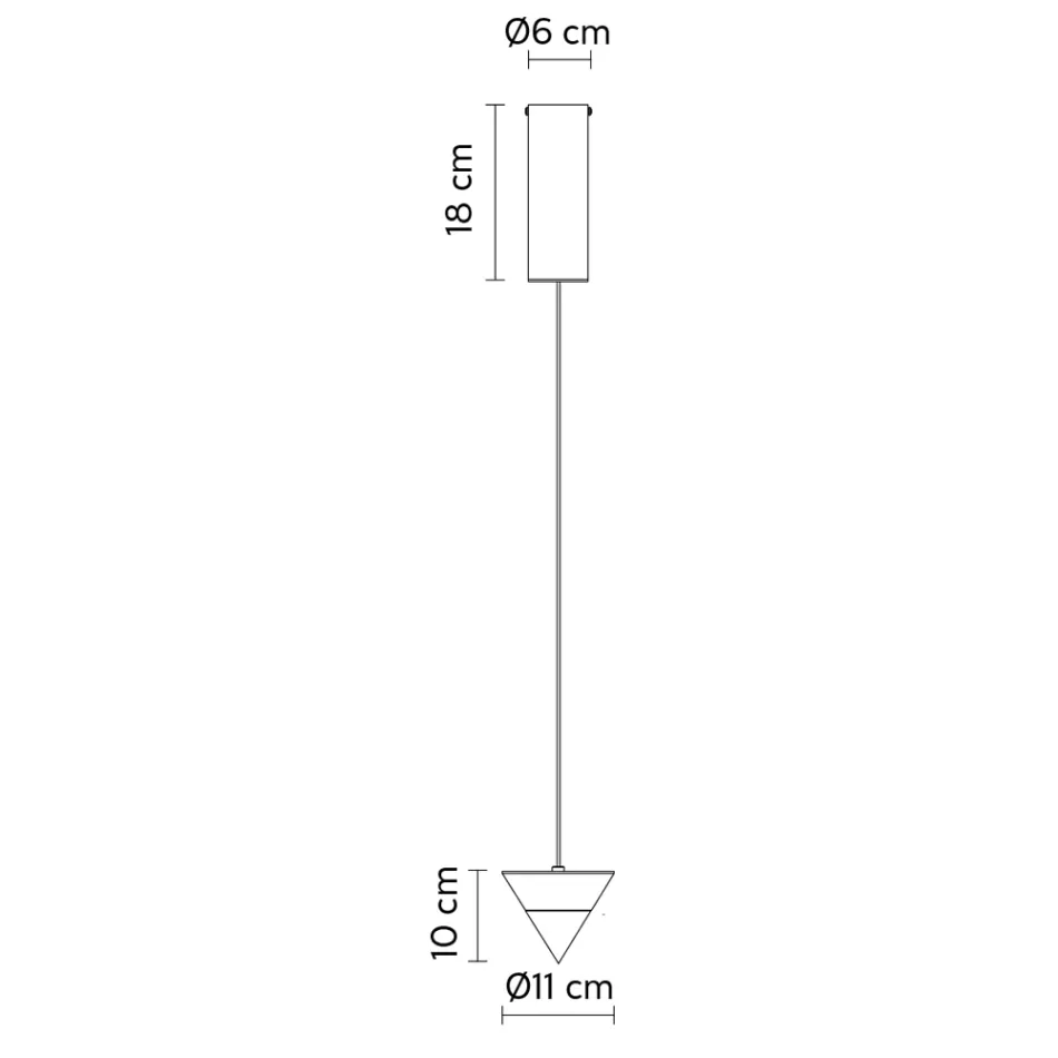 Lâmpada Suspensa em Fio de Alumínio Preto e Cone Grande Design - Mercado Viadurini