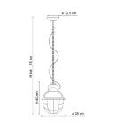 Candeeiro Suspenso Artesanal em Ferro e Cerâmica com Grade - Industrial Viadurini