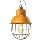 Candeeiro Suspenso Artesanal em Ferro e Cerâmica com Grade - Industrial Viadurini