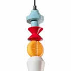 Candeeiro suspenso de cerâmica retro amarelo ou verde fabricado em Itália - Ferroluce Lariat Viadurini