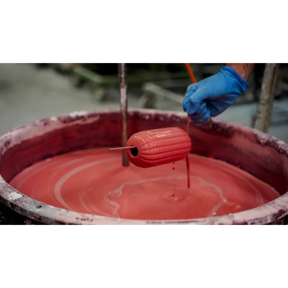 Candeeiro suspenso de cerâmica retro amarelo ou verde fabricado em Itália - Ferroluce Lariat Viadurini