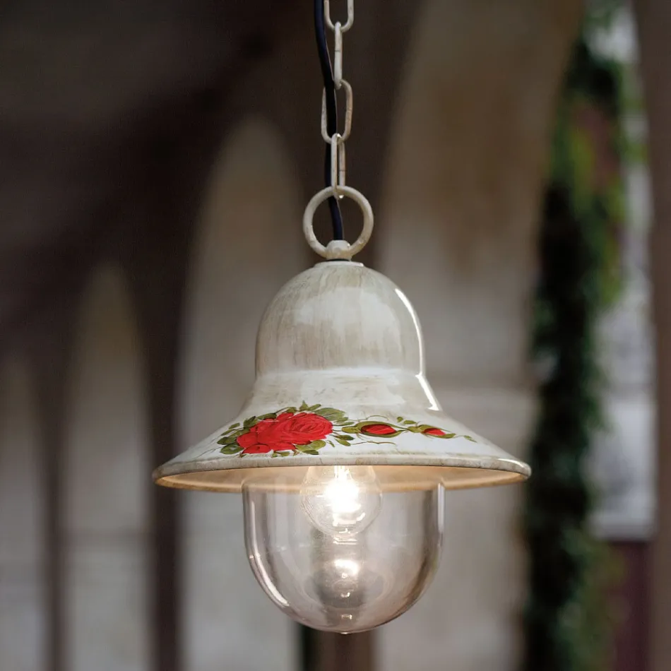 Candeeiro Suspenso Exterior em Alumínio Branco Pintado à Mão - Imperia Viadurini