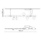 Projeto de lâmpada suspensa de alumínio branco com esferas de vidro e holofotes - Exodus Viadurini